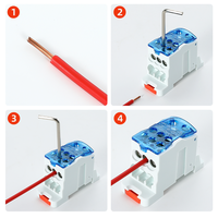 Bloque de distribución de energía UKK 80A Bloques de terminales Conectores Caja de conexiones de distribución de riel Din para Conectores eléctricos