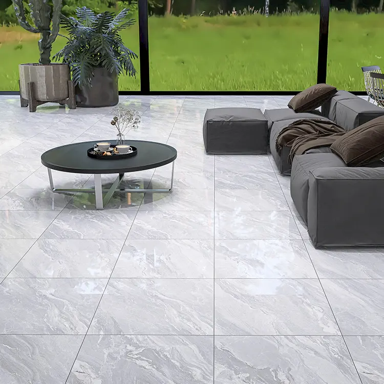 Room Decoration High Quality Chinese Design Gray Glazed Porcelain Floor Wall Polished House Interior Marble Look Tiles 600x600