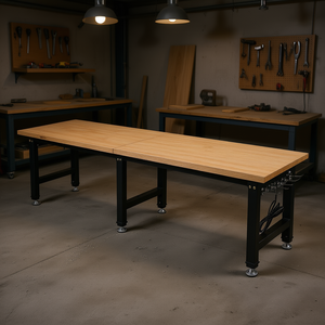 Banco da Lavoro Regolabile in Legno di Quercia 96 X 24 Pollici, Stazione per Falegnameria Resistente - Product Image 2