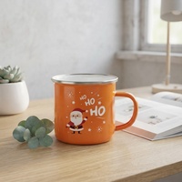 Tasse émaillée rétro écologique à succès, design de dessin animé personnalisé, cadeau d'affaires unique, grande capacité, motif feu de camp, isotherme