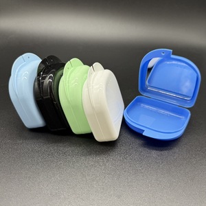 Dental <b>small</b> open denture case with <b>mirror</b>, invisible aligner case with <b>mirror</b>, <b>small</b> dental retainer case, aligner storage box - Product Image 1