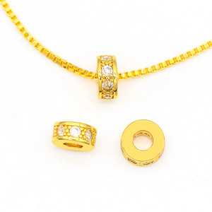 18K Gold Plated <b>Copper</b> Spacer Beads Round With Diamond Edging For <b>Bracelet</b> Making - Product Image 3