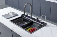 Robinet de cuisine multifonctionnel en acier inoxydable 304 avec thermostat et cascade