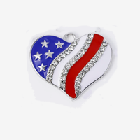 Pendentif en forme de cœur en alliage métallique pour collier drapeau national des États-Unis pour bijoux de bricolage