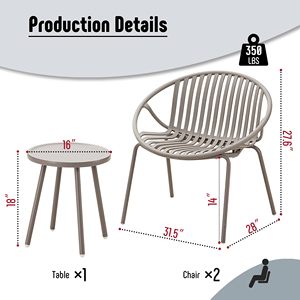 Dwoo Outdoor Garden <strong>Grey</strong> Waterproof Durable Furniture <strong>Set</strong> <strong>Bistro</strong> Table Chairs Terrace Conversation <strong>Set</strong> - Product Image 3