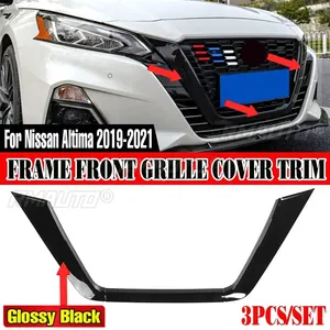 3 pièces de garnitures de calandre avant pour Nissan Altima 2019-2021, style racing, avec autocollant de recouvrement du cadre - Product Image 1