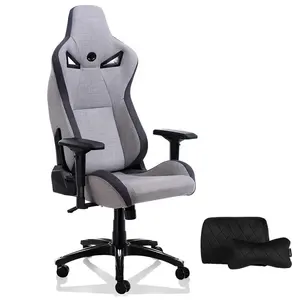 布浅灰色传奇游戏椅人体工程学办公桌椅高背行政电脑椅，带头枕和腰部支撑