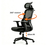 Fauteuil de bureau ergonomique moderne et portable avec dossier haut en maille, réglable en hauteur, pivotant, avec roulettes et support lombaire