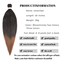 Unfold 52 ''Venta al por mayor 6X Pre-estirado trenza Jumbo Pack Extensiones de cabello Agua caliente Resistente al calor Excelente fibra sintética Cabello