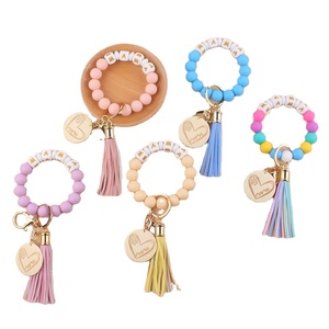 Mama đính cườm <span class=keywords><strong>Silicone</strong></span> Vòng đeo tay <span class=keywords><strong>Keychain</strong></span> Vòng tay với da tua phong cách cổ điển UV in mẹ quyến rũ món quà ngày của mẹ - Product Image 1