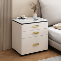 Table de chevet blanche crème sécurisée avec rangement, table de chevet design en bois, table de chevet intelligente moderne pour la maison, table de chevet multifonctionnelle