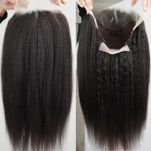 High Quality Kinky Straight Wigs Lace Front Virgin Remy Human Hair Wig Yaki Lace Frontal Natural Wigs For Women