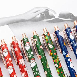 Stylo à pression de Noël mignon - Cadeau festif, design de dessin animé, stylos promotionnels en gros pour les cadeaux de Noël - Product Image 3