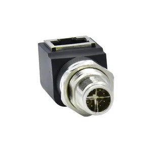 M12 4 5 8 Pins X-Code Mannelijk Naar Industrieel Rj45 Jack Straight Adapter Waterdichte Luchtvaart Grade Cirkelvormige Elektrische Connector