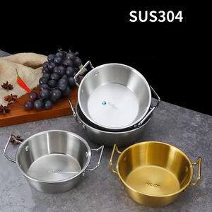 Bol à collation personnalisé en acier inoxydable 304 doré avec petites poignées doubles, ustensiles de cuisine pour la maison, bols dorés pour les événements - Product Image 4