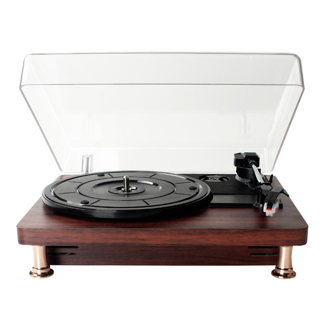 Vintage Wooden Vinyl LP Antique Gramophone Classic Turntable 33/45/78 RPM 2x3W Portable 7/10/12" Vinyl Record Player BT Speaker