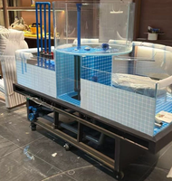 Présentoir de buffet intégré personnalisé, vitrine à double température à refroidissement par air, type échelle, pour fruits de mer et plats cuisinés