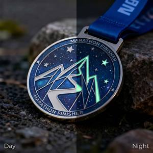Medallas Deportivas Personalizadas Profesionales, Premio de Finalista de Maratón con Diseño Luminoso de Cielo Galáctico y Montaña <span class=keywords><strong>para</strong></span> Eventos de Carrera - Product Image 1