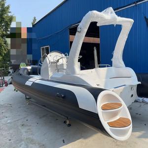 เรือยางเป่าลม480พีวีซีไฟเบอร์กลาสเรือยางเป่าลมความเร็วสูงสีดำ16ft - Product Image 1