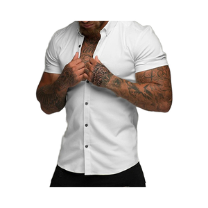 Camicia Estiva da Uomo Ohsisa, Nuovo Modello Tinta Unita con Colletto, Manica Corta, per Uomini Muscolosi, Design Minimalista - Product Image 5