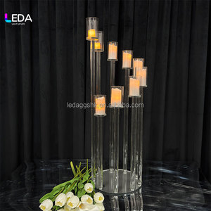 LEDA <b>Crystal</b> Candelabra Round Glass Candle Holders for Wedding Home Decoration Durable High Quality - Product Image 6