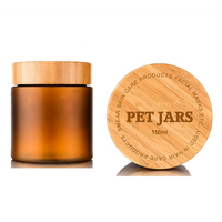 Pot en Plastique de Qualité Alimentaire pour Miel, Gommage, Beurre Corporel, Crème Cosmétique, 150ml 250ml, Transparent Dépoli ou Ambré, avec Couvercle en Bambou