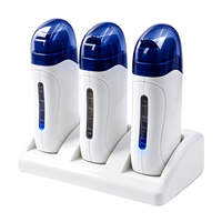 Chauffe-cire à rouleaux 3-en-1 à triple base pour cartouches roll-on, interrupteurs indépendants, pour salon et spa, épilation, 12 pièces/CTN