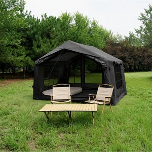 Black 8 Square Meter Inflatable Air Camping <b>Tent</b> <b>Waterproof</b> 420D Oxford UV Proof Double Door Mesh Windows Family Outdoor <b>Tent</b> - Product Image 4