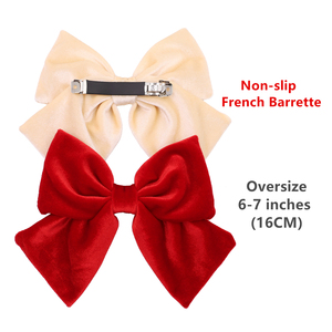 Barrettes à <span class=keywords><strong>cheveux</strong></span> vintage en velours avec grand nœud pour femmes et filles, accessoires de Noël - Product Image 2