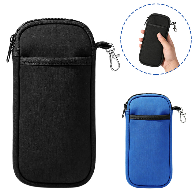 Phone Pouch with Metal Hook Clip Zipper Shockproof Cell Phone Sleeve Travel Multi-purpose Smart Phone Storage Case Bag