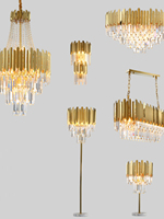 Meilleures ventes lampe de table en cristal translucide doré salon hôtel lampadaire lustre éclairage simple