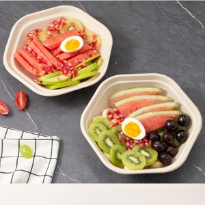 750/1000/1300/1600ml <span class=keywords><strong>salad</strong></span> <span class=keywords><strong>Container</strong></span> hình lục giác sinh thái thân thiện tùy chỉnh dùng một lần mía Bát <span class=keywords><strong>salad</strong></span> với nắp - Product Image 3