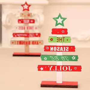Creative Painted English Letters Christmas Wooden Table Decorations Mini Christmas Tree Crafts