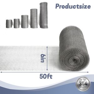 Stainless Steel <b>Wire</b> <b>Mesh</b> Roll 6 In X 50 Ft For Rodent Control Plant Protection Metal <b>Mesh</b> Fabric Hole Fill - Product Image 2