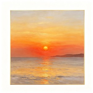 Pintura al Óleo Pintada a Mano, Paisaje al Atardecer, Arte de Pared Moderno y Minimalista para Sala de Estar, Fondo de Sofá, Marco de Madera, Impresionismo - Product Image 5