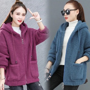 Women's Fleece Zip-Up Cardigan Loose Fit Thick Teddy Bear Sweatshirt Autumn Winter Korean Style Anti-Pilling Full Sleeve - Product Image 1