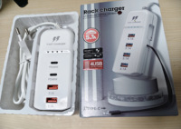 Adaptateur universel multi-ports 65W PD 5.1A avec câble Type-C pour ordinateur portable, téléphone portable et écouteurs (prise US/EU/UK)