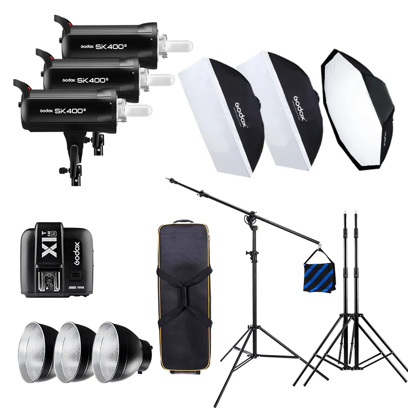 Godox SK400II 1200W Flash de estudio profesional para fotografía accesorios de estudio fotográfico Speedlite Kit de luz estroboscópica de iluminación