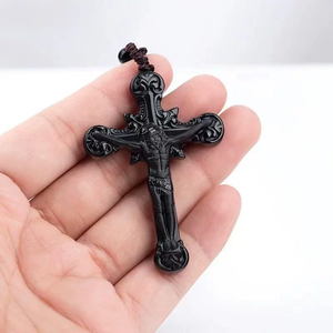 Authentic Natural Jade Emerald Cross Crucifix Religious Silver Pendant <b>Necklace</b> for Children's Unisex Women's Classic <b>Graduation</b> - Product Image 4