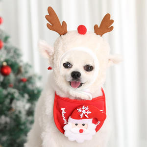 Weihnachten Neujahr Cotton Print Hund Teddy Kätzchen Nette Winterkleid ung Hut Lätzchen Schal - Product Image 3
