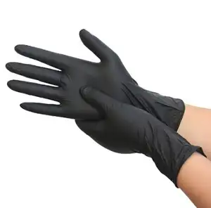 Popular non slip fancy safety gloves Black disposable nitrile gloves Powder free gloves