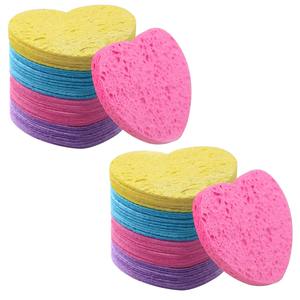 Facial <b>Sponges</b> Compressed Natural Pink Heart Shape Face Cleansing, <b>Exfoliating</b>, Makeup Removal Disposable Facial Pads - Product Image 1