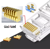 Connecteur RJ45 UTP Cat6 Cat5e plaqué or 50U, fiche modulaire 8P8C à 3 broches pour câble Ethernet, 100 pièces, composants télécom