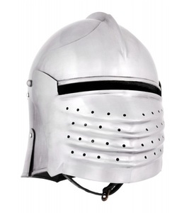 Casque de protection facial Bellows Face Sallet plaqué Ca. Armure de Chevalier Médiéval en Acier du XIXème Siècle, Style Historique, pour Exposition Muséale - Product Image 1