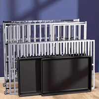 Cage pour chien d'intérieur robuste, grande cage mobile pour chien, enclos carré à six côtés en tube, parc pour animaux, cage à roulettes en acier/inox