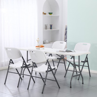 Ensemble table et chaises pliantes portables en plastique, vente en gros d'usine, pour mobilier d'extérieur, camping, barbecue, bureau et formation