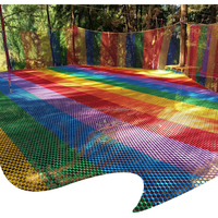 Rêve extérieur deux couches arc-en-ciel polyester filet de sécurité trampoline parc d'aventure aire de jeux pour enfants et adultes