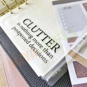 Reliure personnalisée A5A6A7 en <span class=keywords><strong>plastique</strong></span> givré transparent, <span class=keywords><strong>pochette</strong></span> à chargement par le haut à 4 poches, fente pour carte en PVC pour planificateur - Product Image 5