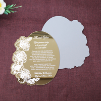 Carte de remerciement de luxe en acrylique doré effet miroir, texte et forme personnalisables, épaisseur 1 mm / 2 mm, pour décorations et cadeaux de mariage