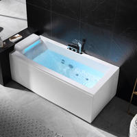 Luxueux Whirlpool Hydro Air Massage Baignoire Jet SPA pour Adulte avec Robinet De Douche LED Éclairage Salle De Bains Baignoire Verre Acrylique